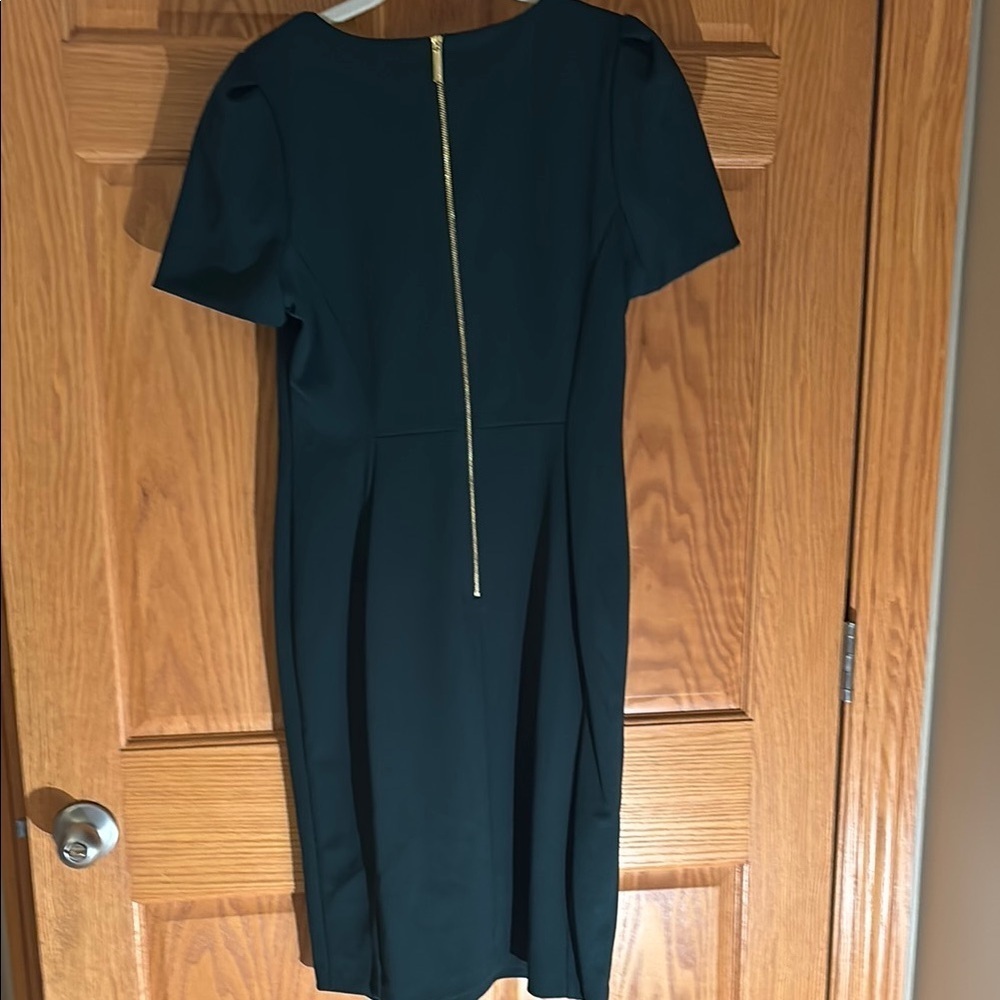 NWOT Calvin Klein Green Sheath Midi Dress Crew Neck 10 - Picture 4 of 5